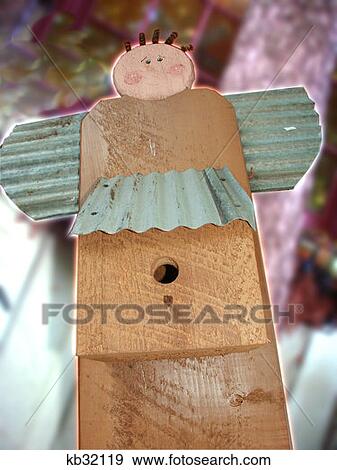 Folk Art Style Angel Birdhouse View Large Photo Image Stock Photo - Folk Art Style Angel Birdhouse . Fotosearch