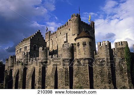 Ghent Belgium Gravensteen Castle View Large Photo Image Stock Photo - Ghent Belgium Gravensteen Castle . Fotosearch