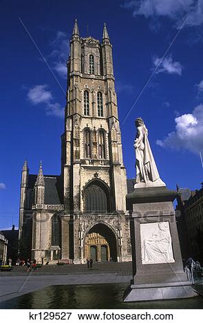 Ghent Bruges St. Bavos Cathedral View Large Photo Image Stock Photo - Ghent Bruges St. Bavos Cathedral . Fotosearch