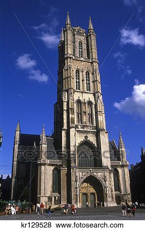 Ghent Bruges St. Bavos Cathedral View Large Photo Image Stock Photo - Ghent Bruges St. Bavos Cathedral . Fotosearch