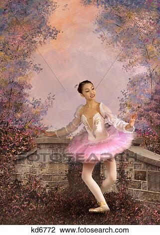 Girl Wearing White And Pink Ballet Costume Posing By Stone Wall In Garden Painted Background View Large Photo Image Stock Image - Girl Wearing White And Pink Ballet Costume Posing By Stone Wall In Garden Painted Background . Fotosearch