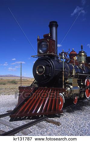 Stock Photo - Gold Spike National Historical Site Engine 119 Union Pacific Brigham City Utah . Fotosearch