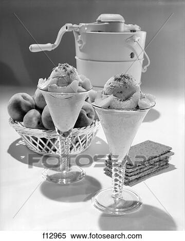 Stock Photography - Graham Ice Cream Peaches Dessert Retro. Fotosearch