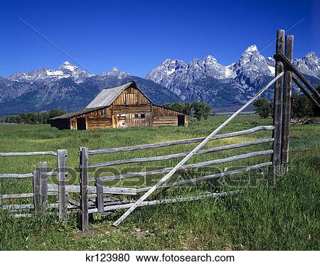 Grand Teton National Park, Wy Old Barn And Fence View Large Photo Image Stock Image - Grand Teton National Park, Wy Old Barn And Fence. Fotosearch