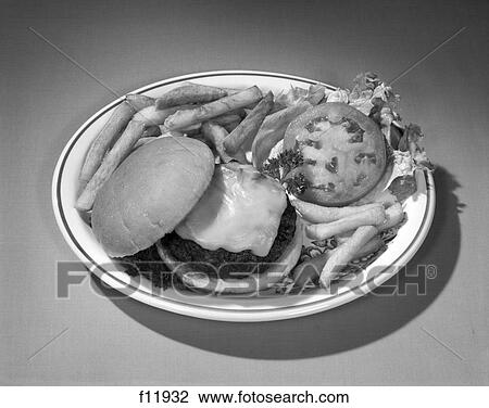Stock Image - Hamburger Fries Retro. Fotosearch