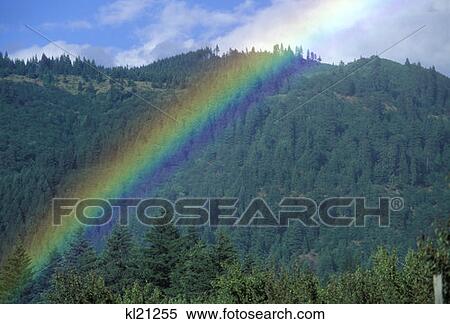 Stock Photography - Hood River Valley, Oregon Rainbow. Fotosearch