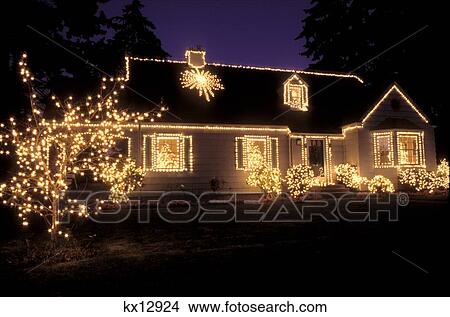 House Decorated With Christmas Lights View Large Photo Image Picture - House Decorated With Christmas Lights . Fotosearch