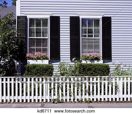 House With Window Box And White Picket Fence Edgartown View Large Photo Image Stock Image - House With Window Box And White Picket Fence Edgartown. Fotosearch