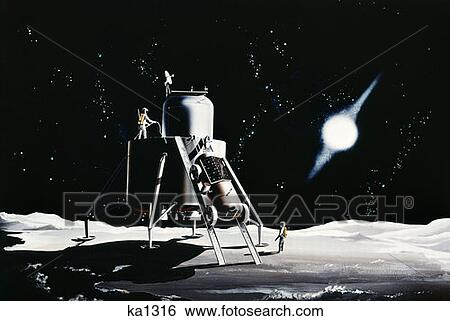 Illustration Of Space Scene Astronauts View Large Photo Image Stock Photograph - Illustration Of Space Scene Astronauts. Fotosearch
