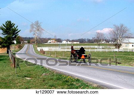 Intercourse Pa Amish Farmer Riding Horse Drawn Buggy Down Country Road View Large Photo Image Stock Photo - Intercourse Pa Amish Farmer Riding Horse Drawn Buggy Down Country Road . Fotosearch