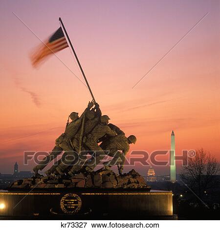 Iwo Jima Memorial Washington Monument U. S. Capitol Building At Dawn Arlington, Va View Large Photo Image Stock Photo - Iwo Jima Memorial Washington Monument U. S. Capitol Building At Dawn Arlington, Va. Fotosearch
