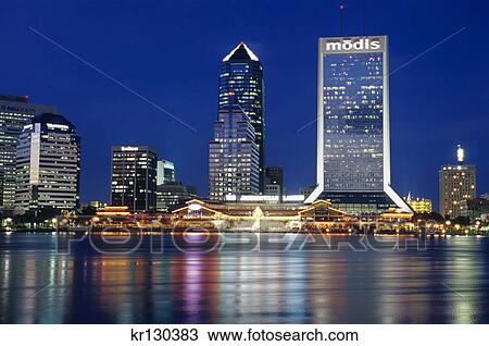 Jacksonville Florida Downtown Skyline At Night View Large Photo Image Stock Image - Jacksonville Florida Downtown Skyline At Night . Fotosearch