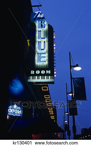 Kansas City Kansas Neon Sign For The Blue Room 18Th And Vine Jazz District View Large Photo Image Stock Image - Kansas City Kansas Neon Sign For The Blue Room 18Th And Vine Jazz District . Fotosearch