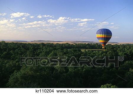 Kenya, Africa Masa Mara Game Reserve Hot Air Balloon Over Forest View Large Photo Image Picture - Kenya, Africa Masa Mara Game Reserve Hot Air Balloon Over Forest. Fotosearch