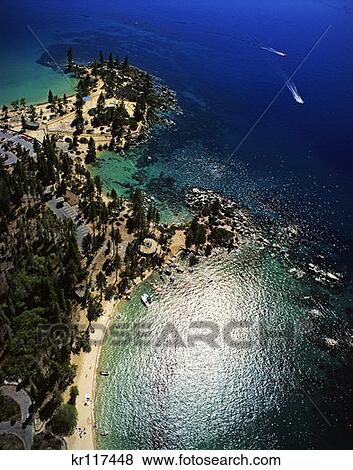 Lake Tahoe Nv Aerial View Of Sand Beach State Park View Large Photo Image Stock Photo - Lake Tahoe Nv Aerial View Of Sand Beach State Park . Fotosearch