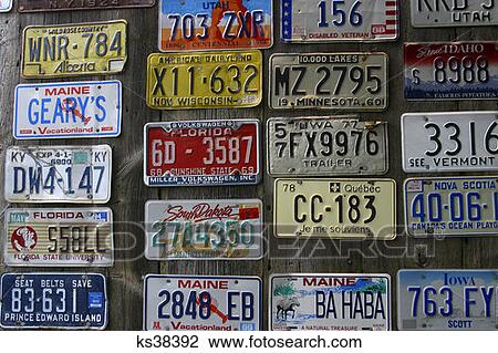 License Plates Mounted On Wall View Large Photo Image Stock Image - License Plates Mounted On Wall. Fotosearch