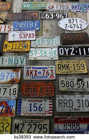 License Plates Mounted On Wall View Large Photo Image Stock Image - License Plates Mounted On Wall. Fotosearch