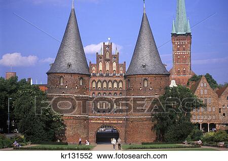 Stock Image - Lubeck Germany Holstentor Gate . Fotosearch