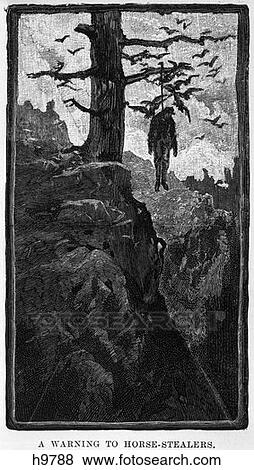Lynch Law Dark Drawing Of Man Hanging From Limb Of Tree As Warning To Horse-Stealers View Large Photo Image Stock Photo - Lynch Law Dark Drawing Of Man Hanging From Limb Of Tree As Warning To Horse-Stealers. Fotosearch