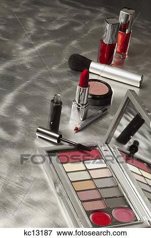 Make Up Kit With Eye Shadows And Blushes Lipsticks Mascara View Large Photo Image Stock Photo - Make Up Kit With Eye Shadows And Blushes Lipsticks Mascara. Fotosearch