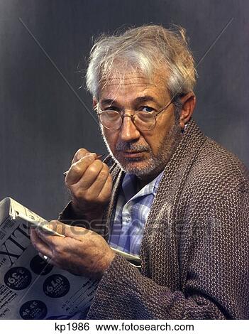 Man Character Elderly Senior Gray Hair Glasses Beard Stubble Holding Pencil Newspaper Mean Serious Expression Grouch View Large Photo Image Stock Photograph - Man Character Elderly Senior Gray Hair Glasses Beard Stubble Holding Pencil Newspaper Mean Serious Expression Grouch. Fotosearch