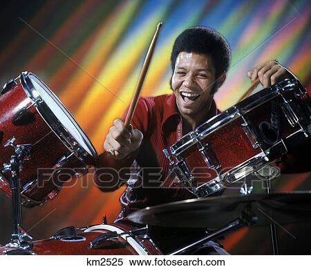 Man Drums Drummer Music Drumsticks 1970S 1970 View Large Photo Image Stock Photography - Man Drums Drummer Music Drumsticks 1970S 1970 . Fotosearch