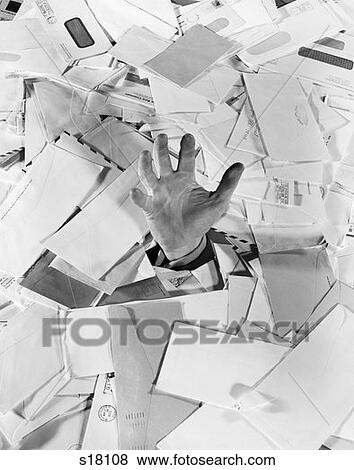 Man Hand Sticking Out Of Pile Of Mail Bills Letters Drowning View Large Photo Image Stock Photo - Man Hand Sticking Out Of Pile Of Mail Bills Letters Drowning . Fotosearch