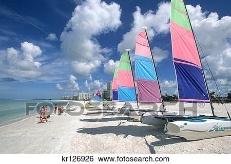Marco Island Fl Catamarans On Beach View Large Photo Image Stock Photograph - Marco Island Fl Catamarans On Beach . Fotosearch