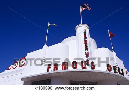 Miami Beach Florida Jerry'S Famous Deli Art Deco Style Building View Large Photo Image Stock Image - Miami Beach Florida Jerry'S Famous Deli Art Deco Style Building . Fotosearch