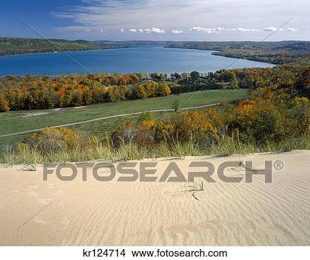 Michigan Glen Lake Sleeping Bear Sand Dunes State Park View Large Photo Image Picture - Michigan Glen Lake Sleeping Bear Sand Dunes State Park . Fotosearch