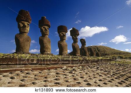 Moai Ahu Nau Anakena Beach Easter Island Chile View Large Photo Image Stock Image - Moai Ahu Nau Anakena Beach Easter Island Chile. Fotosearch