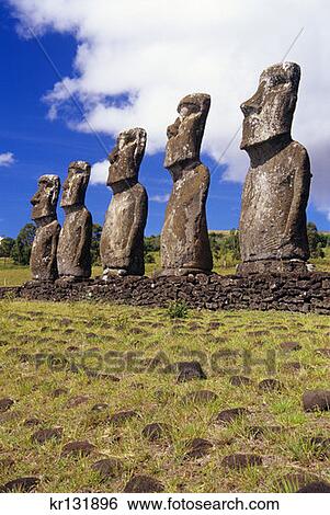 Moai At Ahu Akivi Easter Island Chile View Large Photo Image Stock Photograph - Moai At Ahu Akivi Easter Island Chile. Fotosearch