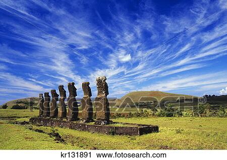 Moal Ahu Akivi Easter Island Chile View Large Photo Image Stock Image - Moal Ahu Akivi Easter Island Chile. Fotosearch