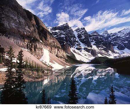 Moraine Lake And The Valley Of The 10 Peaks Alberta Canada View Large Photo Image Stock Photo - Moraine Lake And The Valley Of The 10 Peaks Alberta Canada . Fotosearch