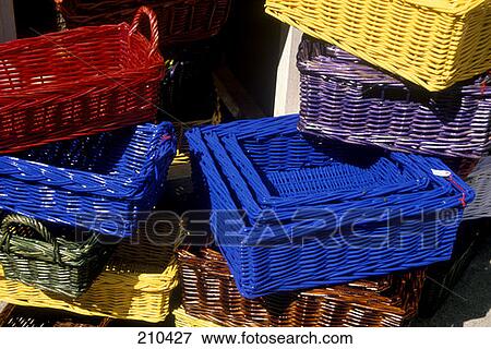 Stock Photo - Moustiers Ste Marie France Basket Display In Souvenir Shop . Fotosearch