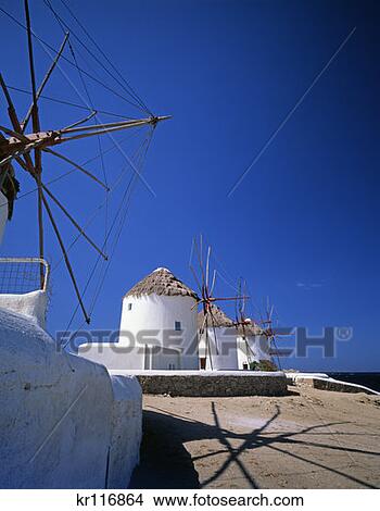 Mykonos Greece Row Of Windmills View Large Photo Image Picture - Mykonos Greece Row Of Windmills . Fotosearch