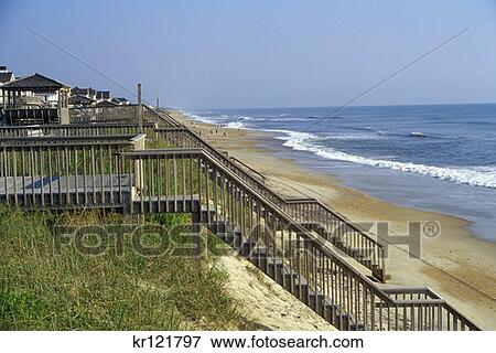 Nags Head Nc Beach Houses On High Dunes View Large Photo Image Stock Photo - Nags Head Nc Beach Houses On High Dunes . Fotosearch