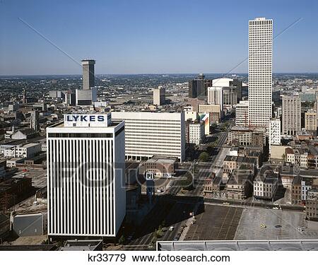 New Orleans, Louisiana Cityscape Poydras Street View Large Photo Image Stock Photo - New Orleans, Louisiana Cityscape Poydras Street. Fotosearch