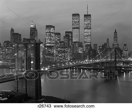 New York City Lower Manhattan Skyline Brooklyn Bridge 1980S 1983 Retro World Trade Center View Large Photo Image Stock Image - New York City Lower Manhattan Skyline Brooklyn Bridge 1980S 1983 Retro World Trade Center. Fotosearch