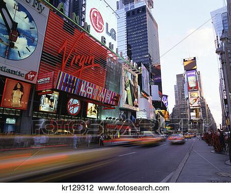 New York Ny Times Square At Dusk Virgin Megastore Between 45Th And 46Th Streets View Large Photo Image Stock Image - New York Ny Times Square At Dusk Virgin Megastore Between 45Th And 46Th Streets . Fotosearch