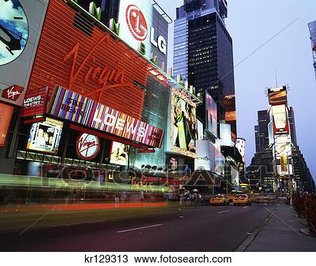 New York Ny Times Square At Dusk Virgin Megastore Between 45Th And 46Th Streets View Large Photo Image Stock Image - New York Ny Times Square At Dusk Virgin Megastore Between 45Th And 46Th Streets . Fotosearch