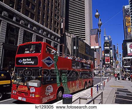 New York Ny Times Square Double Decker Sightseeing Tour Bus View Large Photo Image Stock Photography - New York Ny Times Square Double Decker Sightseeing Tour Bus . Fotosearch