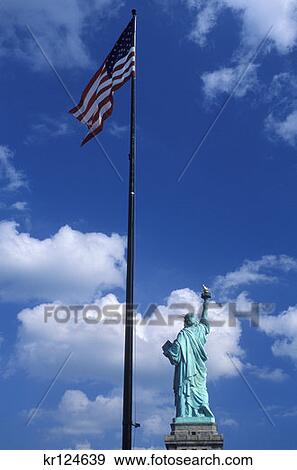 New York Ny Us Flag And Back Of Statue Of Liberty View Large Photo Image Stock Photo - New York Ny Us Flag And Back Of Statue Of Liberty . Fotosearch