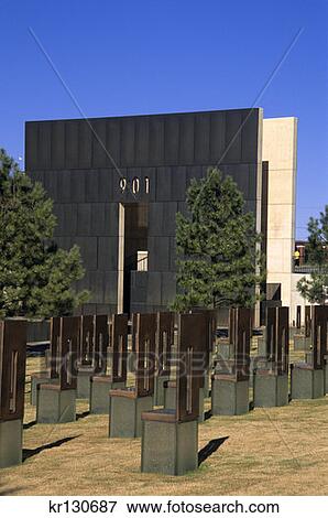 Oklahoma City Ok Oklahoma City National Memorial Field Of Empty Chairs And Gate Of Time View Large Photo Image Stock Photo - Oklahoma City Ok Oklahoma City National Memorial Field Of Empty Chairs And Gate Of Time . Fotosearch