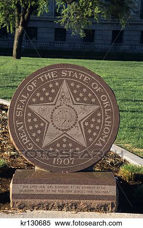Oklahoma City Ok State Seal In Stone On Grounds Of State Capitol View Large Photo Image Stock Photography - Oklahoma City Ok State Seal In Stone On Grounds Of State Capitol . Fotosearch