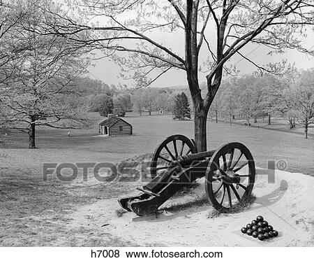 Overview Of Landscape At Valley Forge With Cannon In Foreground & Cabin In Background View Large Photo Image Stock Photo - Overview Of Landscape At Valley Forge With Cannon In Foreground & Cabin In Background . Fotosearch