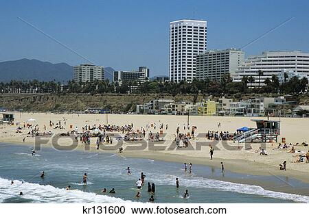Pacific Ocean Beach Santa Monica Skyline California View Large Photo Image Stock Image - Pacific Ocean Beach Santa Monica Skyline California. Fotosearch
