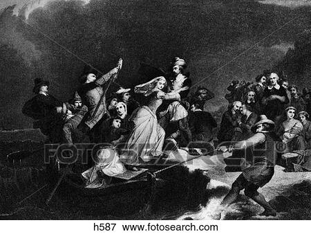 Painting Landing Of The Pilgrims By Rothermel Woman Stepping Ashore Helped By Man Pilgrim 1620 Plymouth Colony View Large Photo Image Stock Photo - Painting Landing Of The Pilgrims By Rothermel Woman Stepping Ashore Helped By Man Pilgrim 1620 Plymouth Colony . Fotosearch