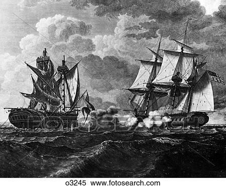 Stock Photography - Painting Of Ship Battle With Macedonian Being Captured By U. S. Frigate In 1812 . Fotosearch