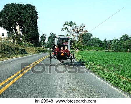 Paradise Pa Amish Girls Riding In Back Of Horse Drawn Buggy View Large Photo Image Stock Photo - Paradise Pa Amish Girls Riding In Back Of Horse Drawn Buggy . Fotosearch